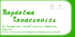 magdolna kovacsovics business card